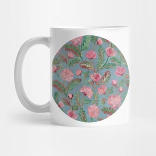 Soft Smudgy Pink and Green Floral Pattern Mug
